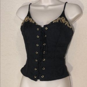 Rare Black & Gold Baby Phat Corset-Style Tank